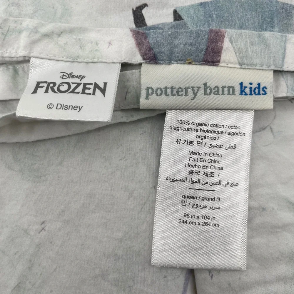 Pottery Barn Kids Disney Frozen Girls Queen White Organic Cotton Elsa Anna Sheet